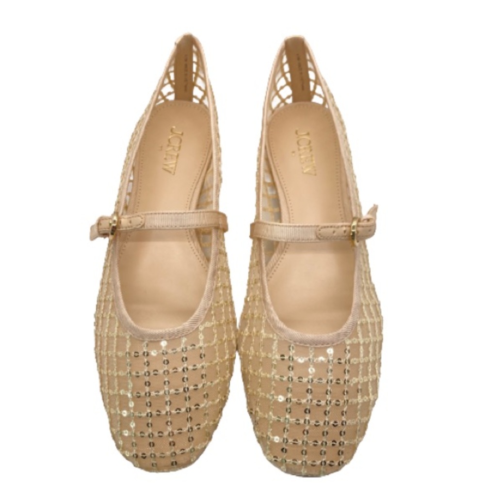 J. Crew Beige and Gold sequin Women's Flats 7 - Picture 3 of 8